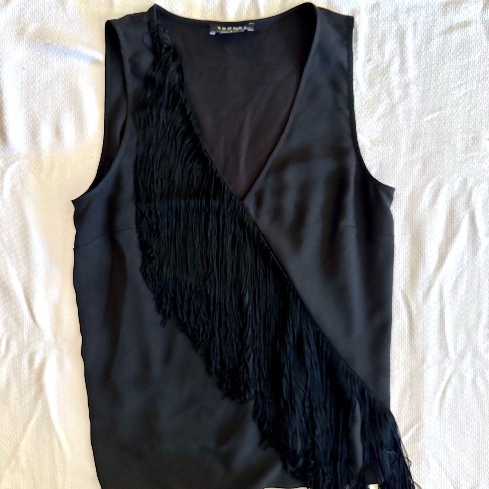 Trouvé Women’s Black Fringe Top‎